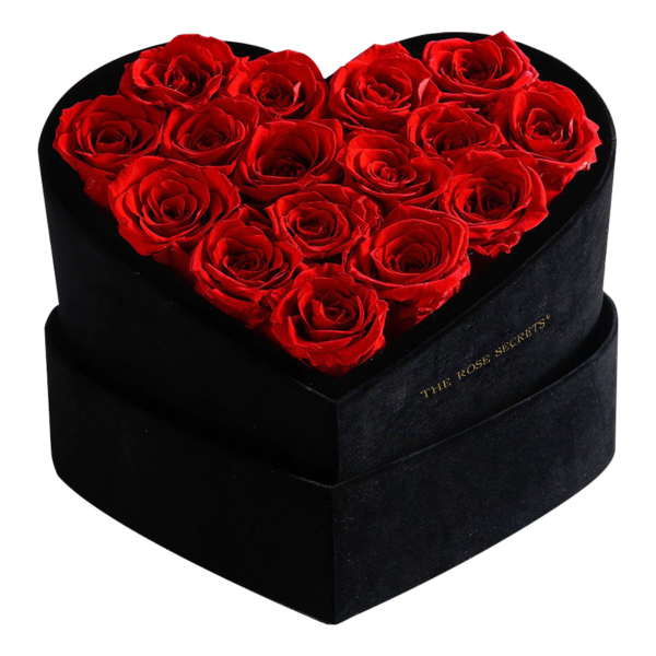 Heart Basis Suede Box | Red Roses